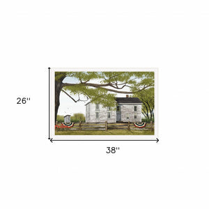 Homeroots Sweet Summertime House 5 White Framed Print Wall Art  Wood Paper 404514