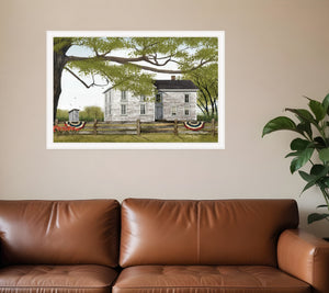 Homeroots Sweet Summertime House 5 White Framed Print Wall Art  Wood Paper 404514