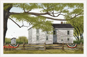 Homeroots Sweet Summertime House 5 White Framed Print Wall Art  Wood Paper 404514