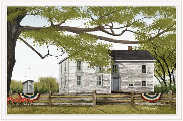 Homeroots Sweet Summertime House 5 White Framed Print Wall Art  Wood Paper 404514
