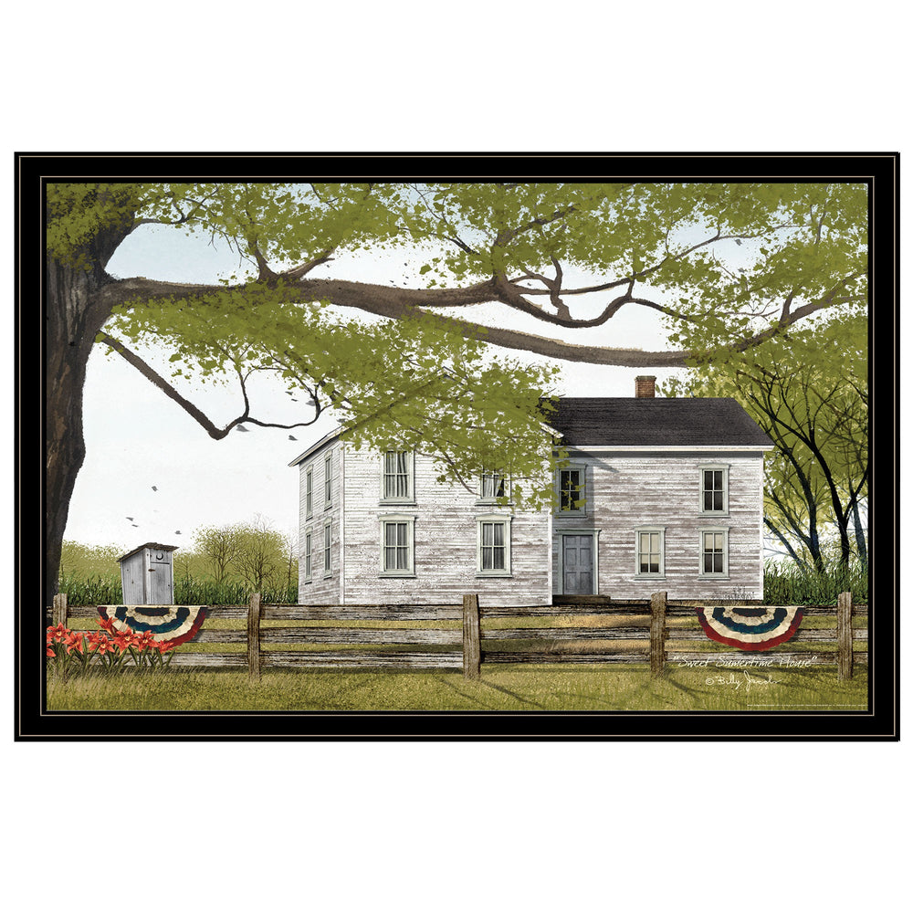 Homeroots Sweet Summertime House 6 Black Framed Print Wall Art  Wood Paper 404515