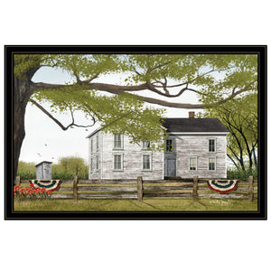 Homeroots Sweet Summertime House 6 Black Framed Print Wall Art  Wood Paper 404515