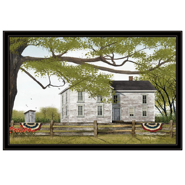Homeroots Sweet Summertime House 6 Black Framed Print Wall Art  Wood Paper 404515