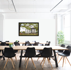 Homeroots Sweet Summertime House 6 Black Framed Print Wall Art  Wood Paper 404515