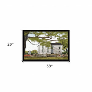 Homeroots Sweet Summertime House 6 Black Framed Print Wall Art  Wood Paper 404515