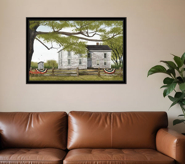 Homeroots Sweet Summertime House 6 Black Framed Print Wall Art  Wood Paper 404515