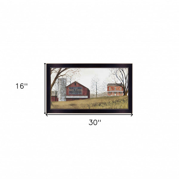 HomeRoots Mail Pouch Barn Framed Print Wall Art - Rustic Charm for Modern or Farmhouse Decor, 16x30 Inches 404559