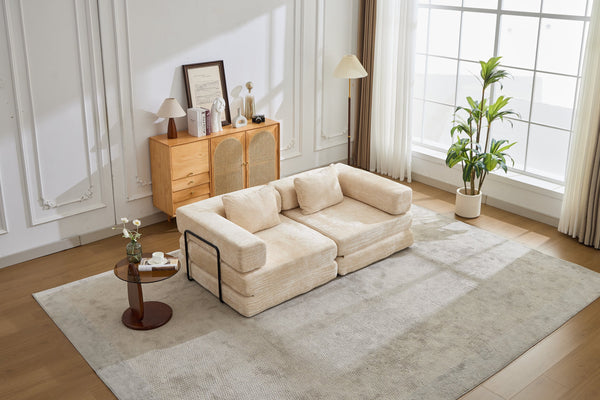 English Elm Compression Convertible Floor Sofa Bed – Stylish Chenille Loveseat & Modular Seating Solution For Small Spaces W3723P345635