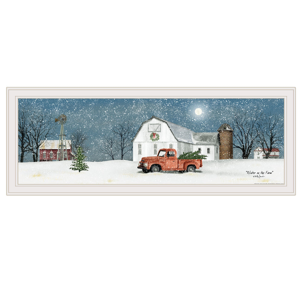Homeroots Winter On The Farm 3 White Framed Print Wall Art  Wood Paper 404569