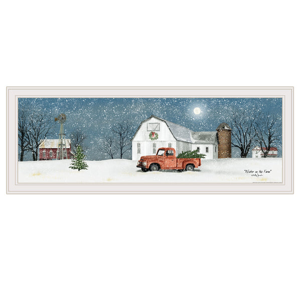 Homeroots Winter On The Farm 3 White Framed Print Wall Art  Wood Paper 404569