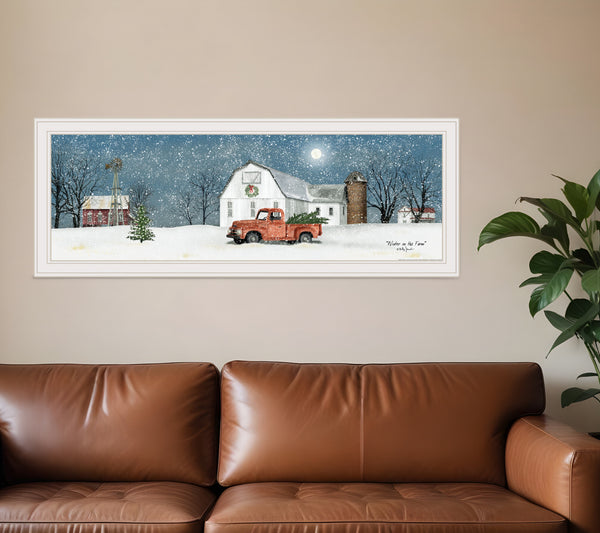 Homeroots Winter On The Farm 3 White Framed Print Wall Art  Wood Paper 404569