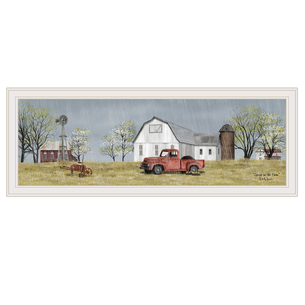 Homeroots Spring On The Farm 3 White Framed Print Wall Art  Wood Paper 404575