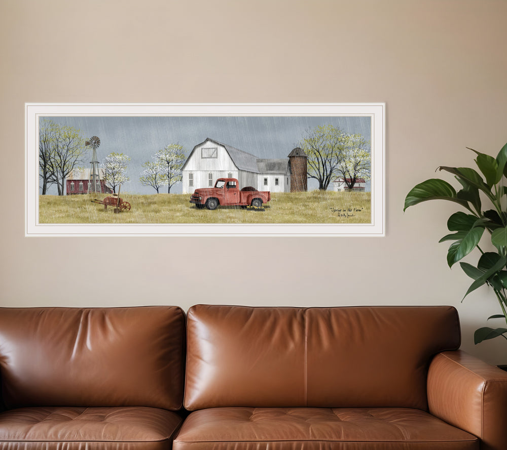 Homeroots Spring On The Farm 3 White Framed Print Wall Art  Wood Paper 404575