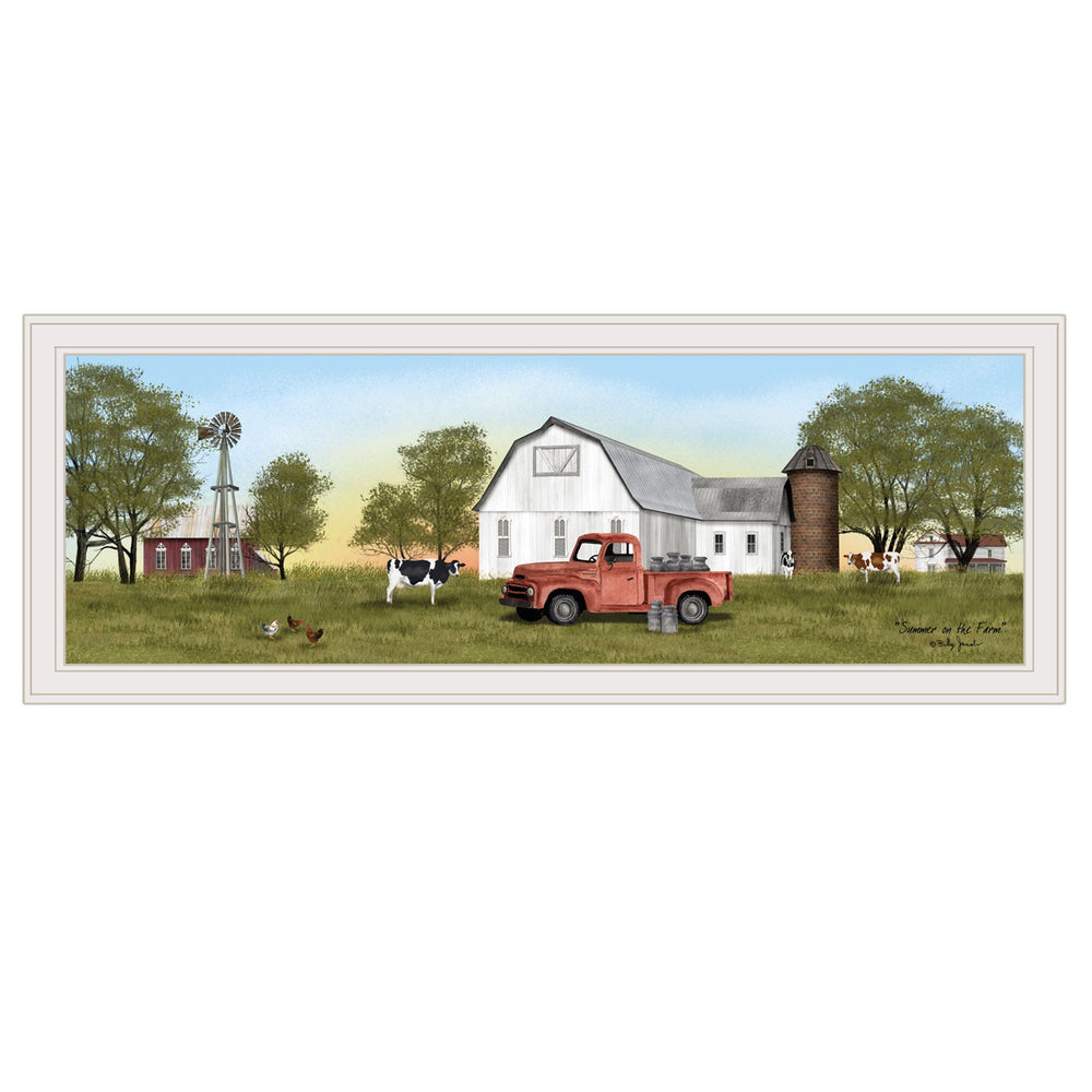 Homeroots Summer On The Farm 3 White Framed Print Wall Art  Wood Paper 404579