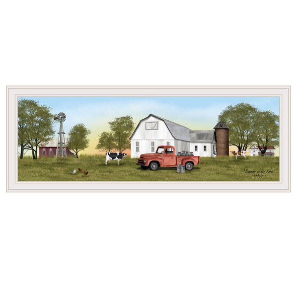 Homeroots Summer On The Farm 3 White Framed Print Wall Art  Wood Paper 404579