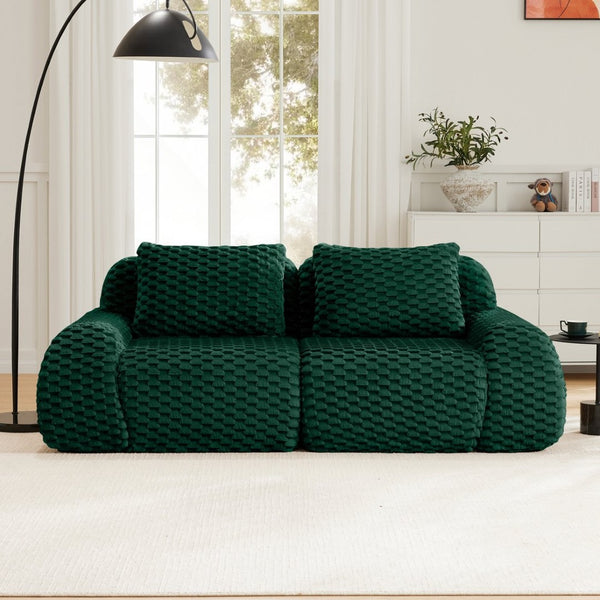 English Elm 82" Modular Sectional Sofa Flannelette Upholstery Deep Seat No Assembly Living Room Green W714P377092