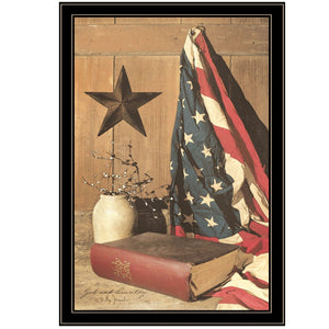 HomeRoots God and Country 8 Black Framed Print - Bold Patriotic Wall Art for Modern Living Spaces & Offices 404596