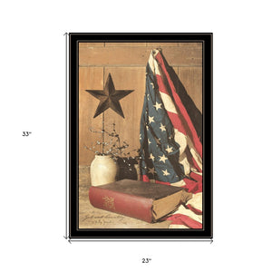 HomeRoots God and Country 8 Black Framed Print - Bold Patriotic Wall Art for Modern Living Spaces & Offices 404596