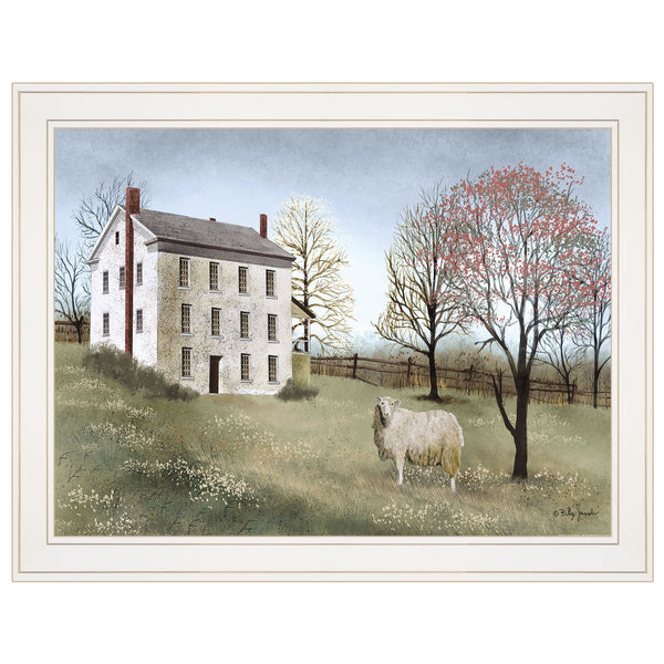 Homeroots Spring At White House Farm 3 White Framed Print Wall Art  Wood Paper 404613