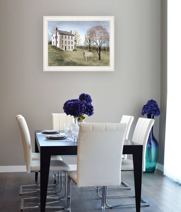 Homeroots Spring At White House Farm 3 White Framed Print Wall Art  Wood Paper 404613