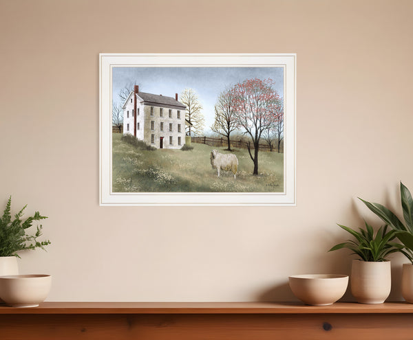 Homeroots Spring At White House Farm 3 White Framed Print Wall Art  Wood Paper 404613