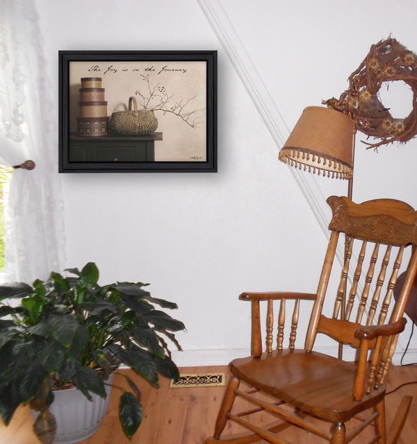 Homeroots The Joy Is The Journey Black Framed Print Wall Art  Wood Product Paper Print Uv Coating 404627