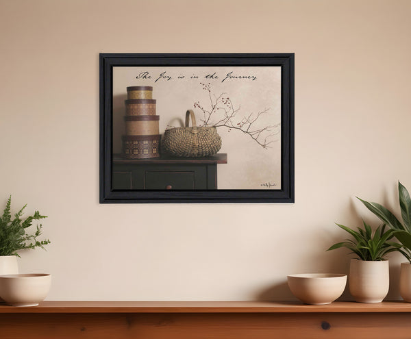 Homeroots The Joy Is The Journey Black Framed Print Wall Art  Wood Product Paper Print Uv Coating 404627