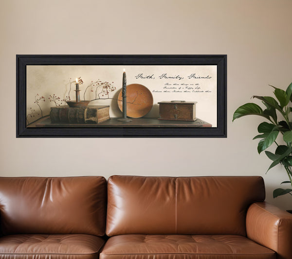 Homeroots Faith Family And Friends Black Framed Print Wall Art  Mdf Paper Print Texture 404629