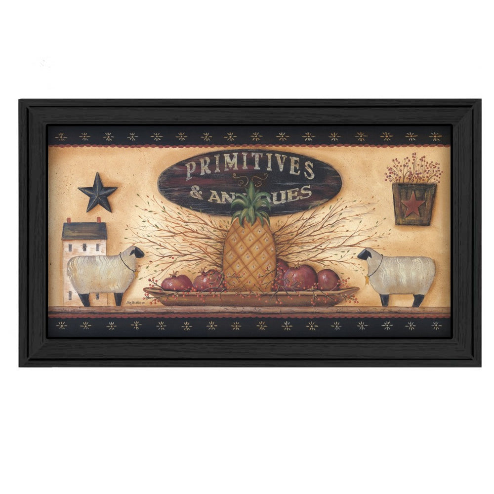 HomeRoots Primitive Black Framed Print Wall Art – Timeless Americana Decor for Rustic Living Spaces, 19"x33" 404690