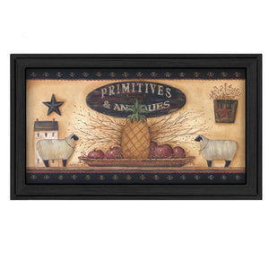 HomeRoots Primitive Black Framed Print Wall Art – Timeless Americana Decor for Rustic Living Spaces, 19"x33" 404690