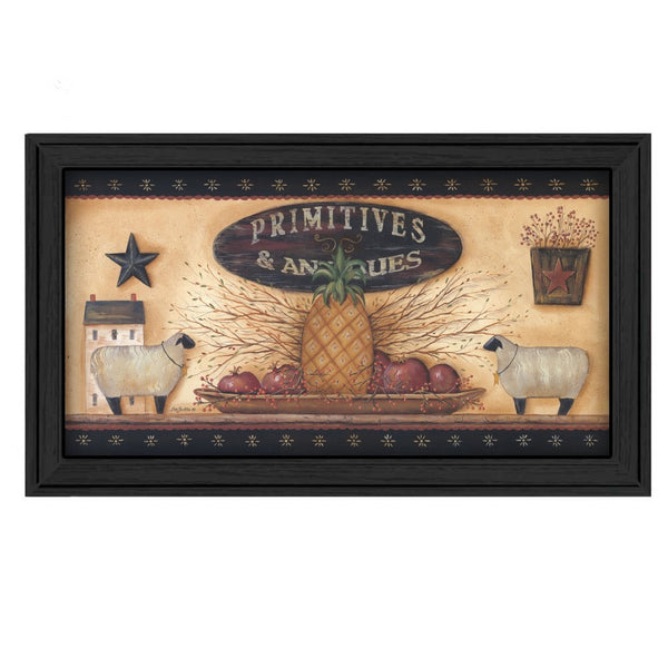 HomeRoots Primitive Black Framed Print Wall Art – Timeless Americana Decor for Rustic Living Spaces, 19"x33" 404690