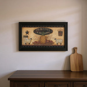 HomeRoots Primitive Black Framed Print Wall Art – Timeless Americana Decor for Rustic Living Spaces, 19"x33" 404690