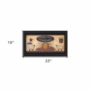 HomeRoots Primitive Black Framed Print Wall Art – Timeless Americana Decor for Rustic Living Spaces, 19"x33" 404690