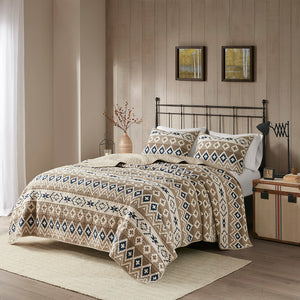 Woolrich Montana Lodge/Cabin Printed Cotton Oversized Quilt Mini Set WR13-2948 Tan