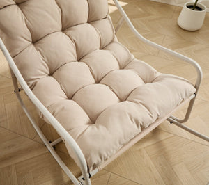 English Elm Outdoor Rocking Chair Steel Frame with Thick Cushion for Patio Porch and Living Room W640P443517