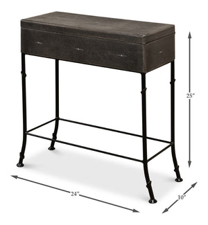 Sarreid Grey Leather Shagreen Box On Stand - Chic Decor With Marbleized Paper Interior And Iron Base Grey  40470