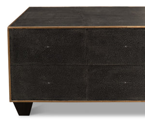 Sarreid Grey Leather Shagreen Cocktail Table - Elegant Embossed Design With Wood Base For Modern Living Spaces Grey  40471
