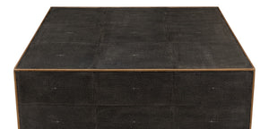 Sarreid Grey Leather Shagreen Cocktail Table - Elegant Embossed Design With Wood Base For Modern Living Spaces Grey  40471