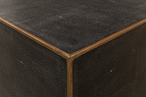 Sarreid Grey Leather Shagreen Cocktail Table - Elegant Embossed Design With Wood Base For Modern Living Spaces Grey  40471