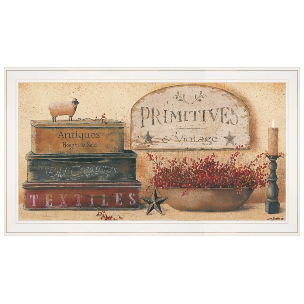 HomeRoots Primitives White Framed Print Wall Art - Charming Vintage Decor for Home, Office & Living Spaces 404728