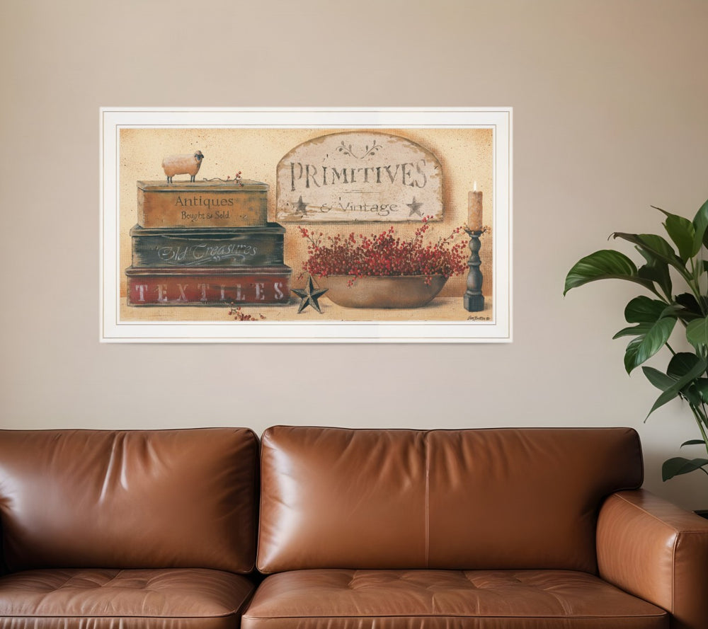 HomeRoots Primitives White Framed Print Wall Art - Charming Vintage Decor for Home, Office & Living Spaces 404728