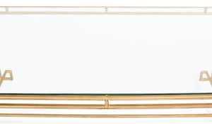 Sarreid Parallel Lines Coffee Table - Elegant Antique Gold Finish With Iron Base & Glass Top Design Gold  40473