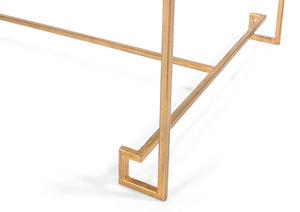 Sarreid Parallel Lines Coffee Table - Elegant Antique Gold Finish With Iron Base & Glass Top Design Gold  40473