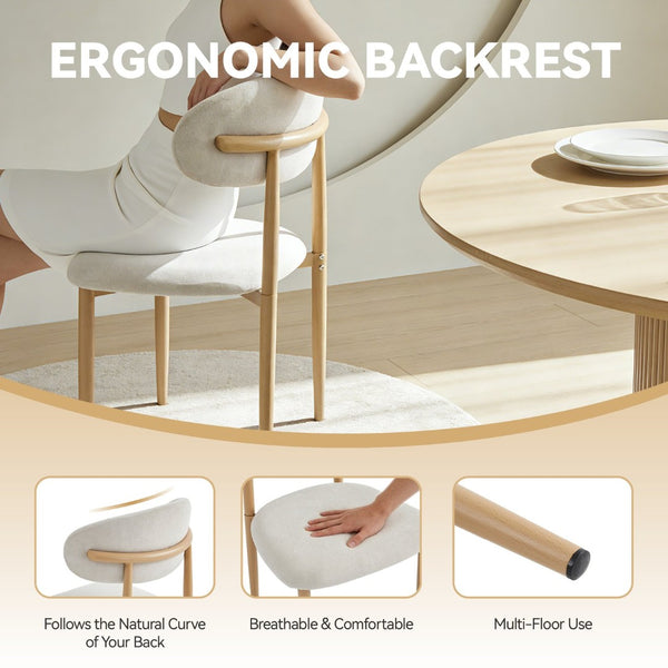English Elm Solid Wood Extendable Dining Set with Iron Pipe Frame and Cushioned Beech Chairs Beige,Natural W3590S00017