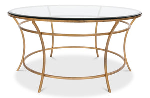 Sarreid Round Antique Gold Finish Coffee Table - Elegant Iron & Glass Design For Stylish Living Rooms   40474