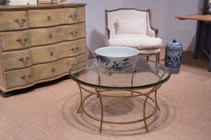 Sarreid Round Antique Gold Finish Coffee Table - Elegant Iron & Glass Design For Stylish Living Rooms   40474