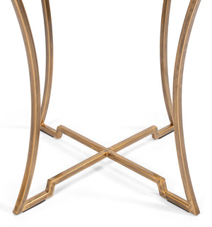 Sarreid Round Antique Gold Finish Side Table - Elegant Iron And Glass Design For Modern Living Spaces Gold  40475