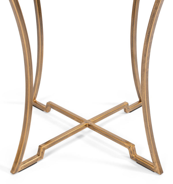 Sarreid Round Antique Gold Finish Side Table - Elegant Iron And Glass Design For Modern Living Spaces Gold  40475