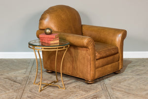 Sarreid Round Antique Gold Finish Side Table - Elegant Iron And Glass Design For Modern Living Spaces Gold  40475