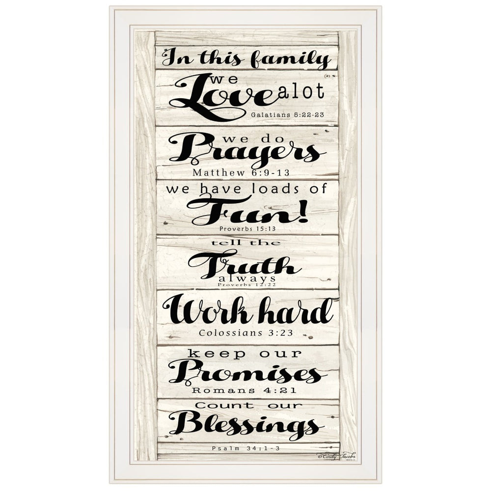 HomeRoots In This Family White Framed Print Wall Art - Contemporary Charm for Any Room, Ready to Hang! 404796